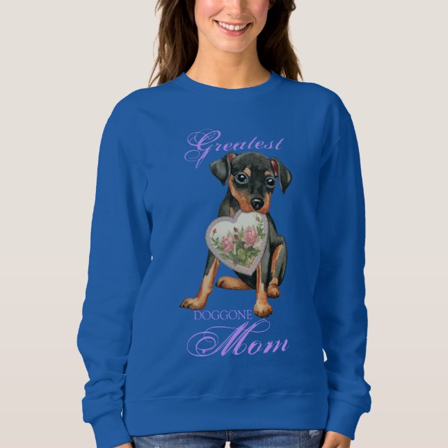 Min Pin Heart Mom Long Sleeve T-Shirt Sweatshirt (Front)