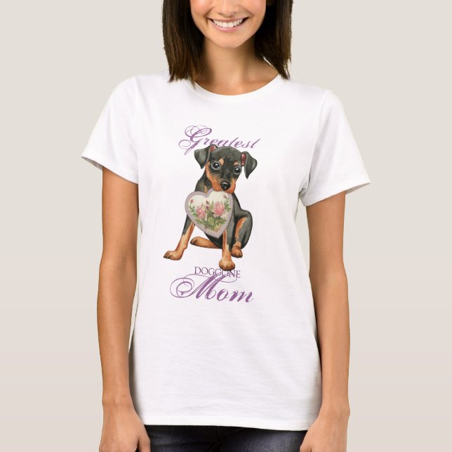 Min Pin Heart Mom T-Shirt (Front)