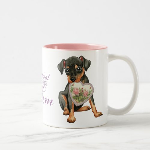 Min Pin Heart Mom Two_Tone Coffee Mug