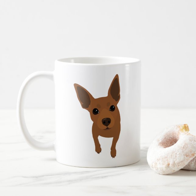 Min Pin Lover Classic Coffee Mug (Red Min Pin) (With Donut)