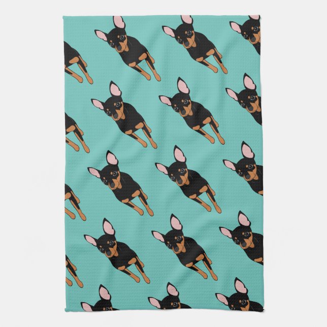 Min Pin Miniature Pinscher Kitchen Towel (Vertical)
