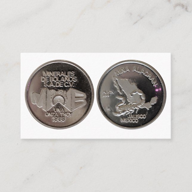 Mina Alacran Jalisco Mexico Silver Coin Business Card (Front)