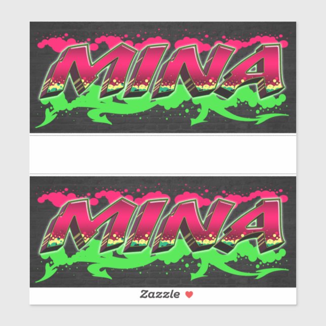 Mina First Name Name Graffiti Decal Sticker (Sheet)