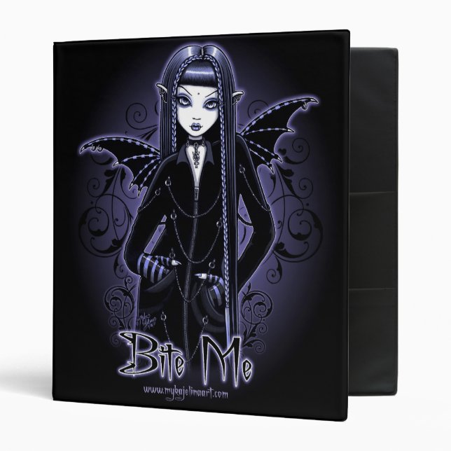 "Mina" Gothic Blue Bite Me Vampire Fae Binder (Front/Inside)