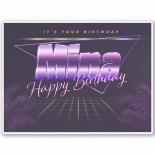 Mina Name First Name lila retro sticker birthday