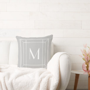 Minamalist Gray & Cream Monogram Throw Pillow