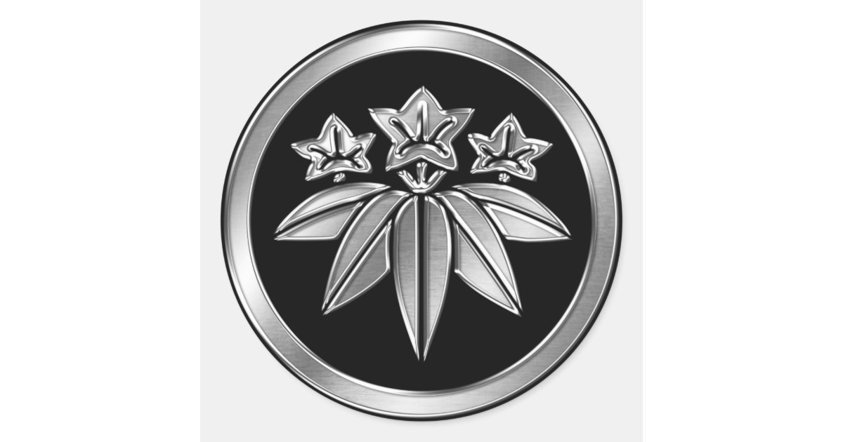 Minamoto Clan Kamon Silver Chrome Classic Round Sticker Zazzle