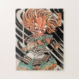 Minamoto Yorimitsu Utagawa hero samurai oni demon Jigsaw Puzzle