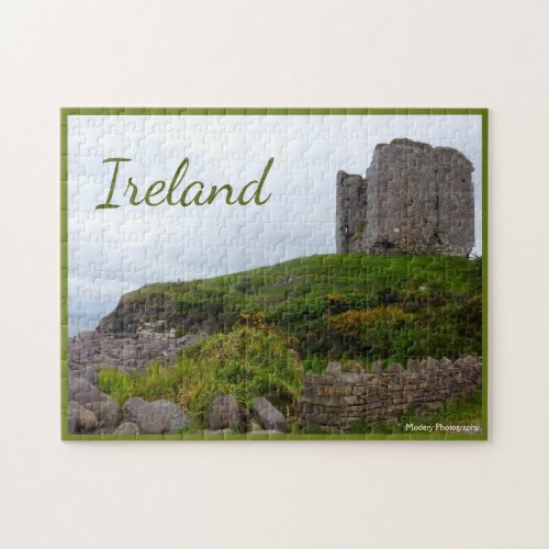 Minard Castle Ruins with text Jigsaw Puzzle