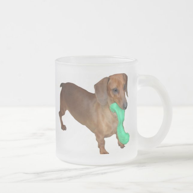 Minature Dachshund Frosted Glass Coffee Mug (Right)