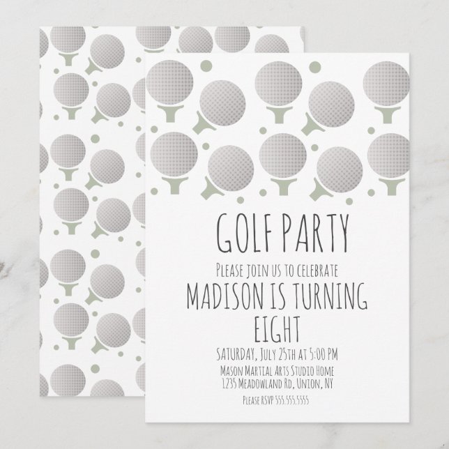 Minature Golf Balls Birthday Party Invitation (Front/Back)