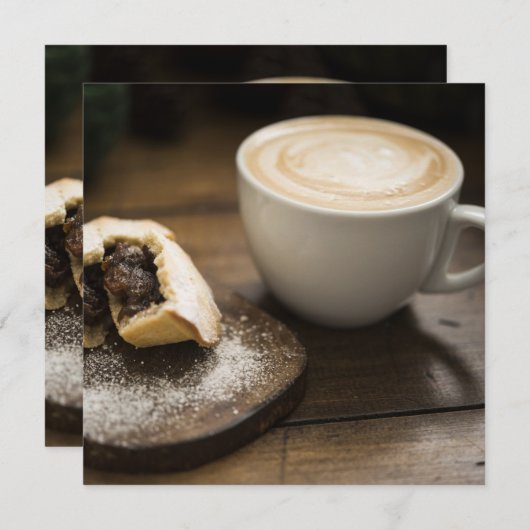 Mince pie and creamy latte coffee (Front/Back)