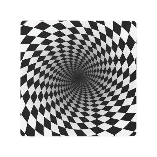 Mind Bending Black and White Optical Illusion   Metal Print