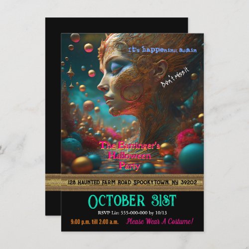Mind Blowing Cool Halloween Costume Annual Party Invitation