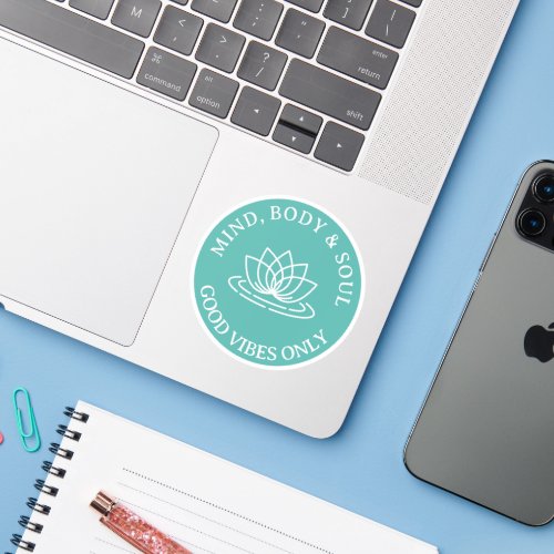 Mind body  soul good vibes only lotus flower sticker