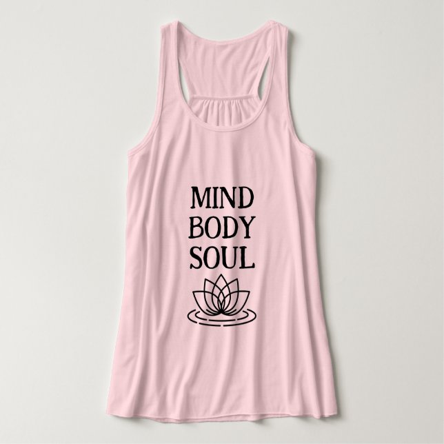 Mind body soul lotus flower tank top for women (Design Front)