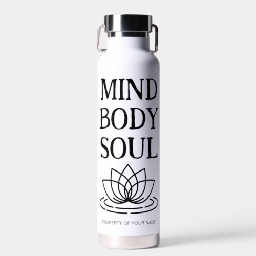 Mind body soul lotus flower vacuum insulated cool water bottle