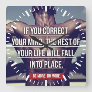 MIND - Bodybuilding Workout Motivational Square Wall Clock
