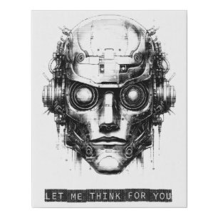 Mind Control Cyberpunk Black Print Faux Canvas