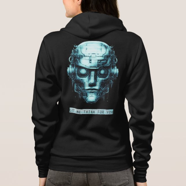 Mind Control Cyberpunk Blue Grunge Front & Back Hoodie (Back)