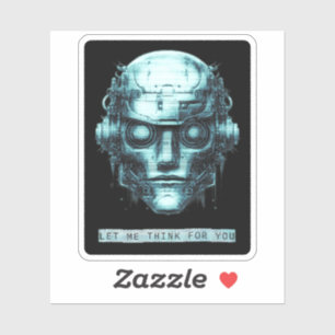 Mind Control Cyberpunk Robot Blue Grunge Sticker