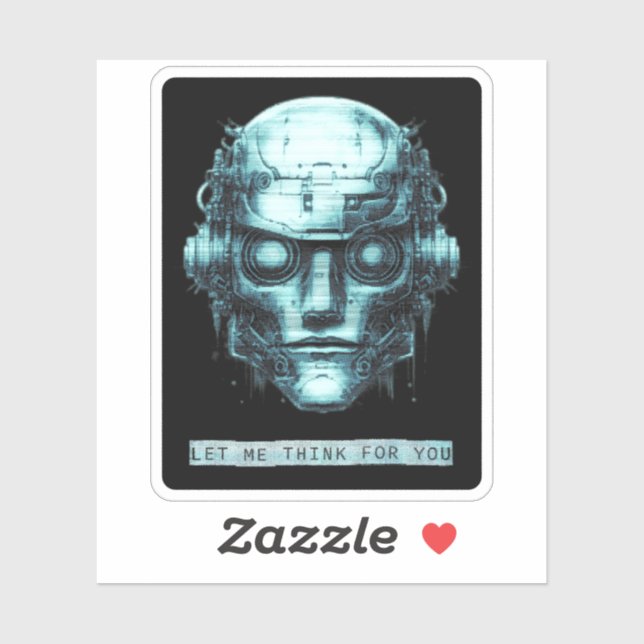 Mind Control Cyberpunk Robot Blue Grunge Sticker (Sheet)