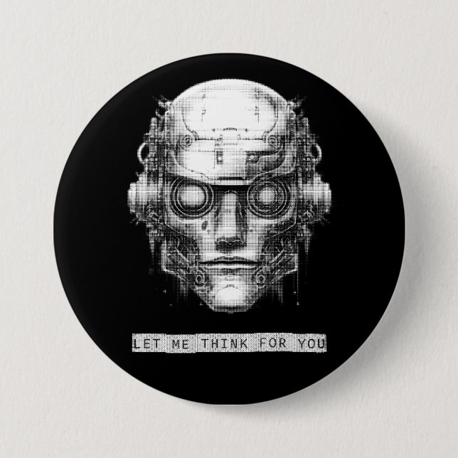 Mind Control Cyberpunk Robot Button (Front)
