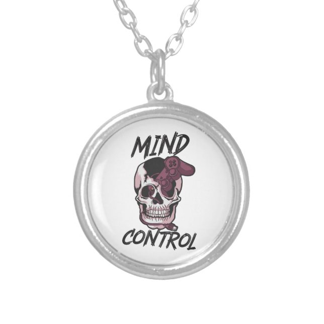 Mind control gaming design silver plated necklace (Front)