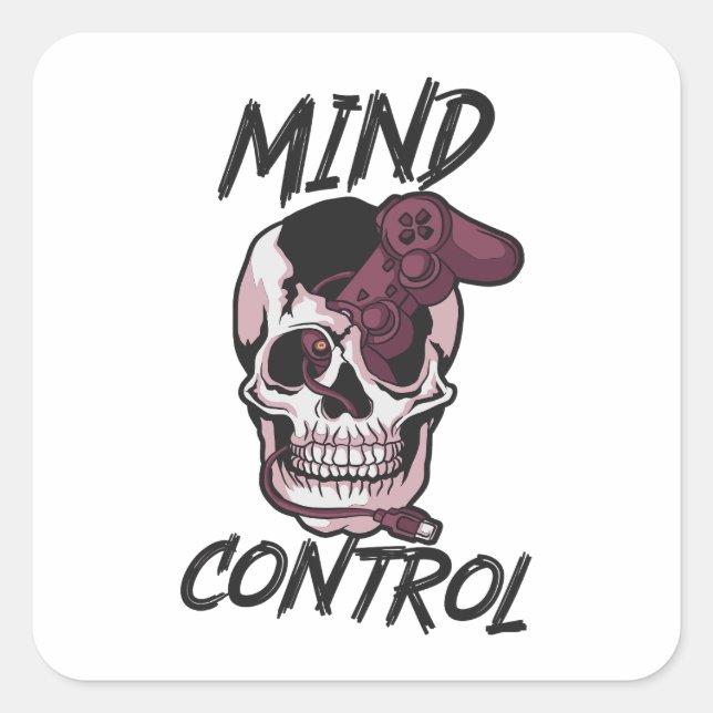 Mind control gaming design square sticker (Front)