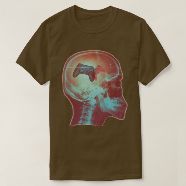 Mind Controller Skull Gaming Gamer Mens Boys Teens T-Shirt (Design Front)