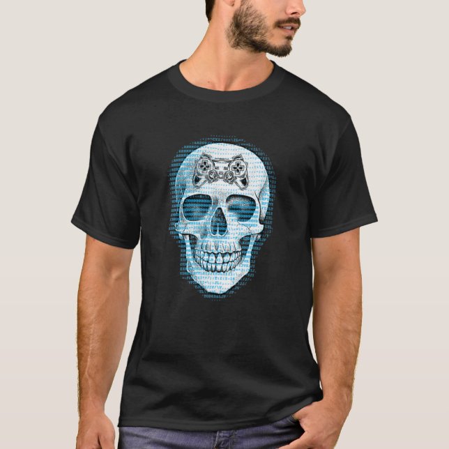 Mind Controlling Controller Skull Gaming Gamer Ske T-Shirt (Front)
