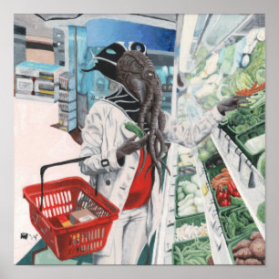 Mind Flayer Grocery Shopping Fantasy Art Print