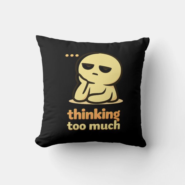 Mind Full Today – Cute Overthinking Throw Pillow (Front)