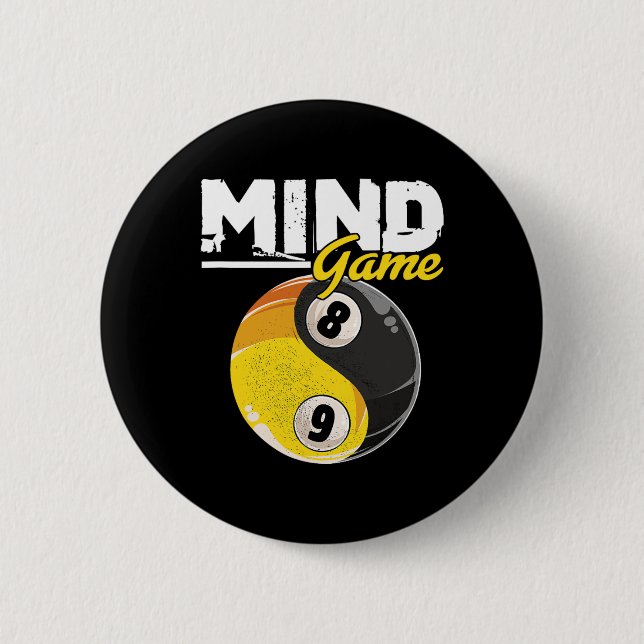 Mind Game Billiards Snooker Cue Stick Pool Billiar Button (Front)