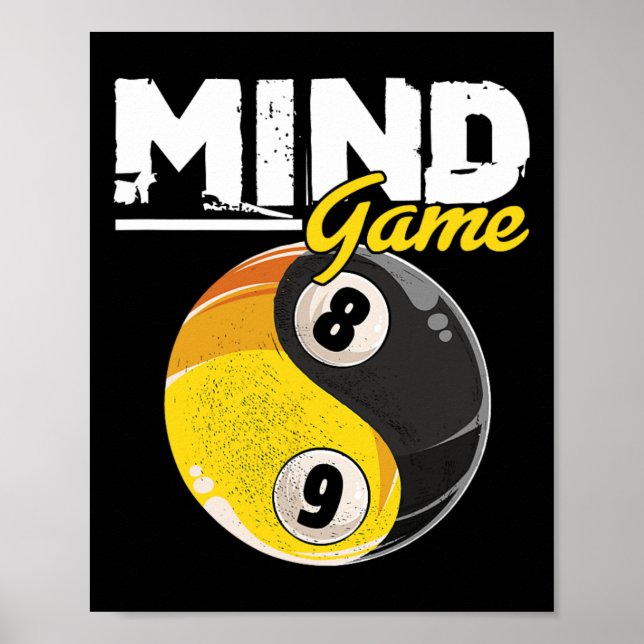Mind Game Billiards Snooker Cue Stick Pool Billiar Poster (Front)