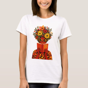 Mind Grow Soul Floral Reading Afro Woman SVG PNG   T-Shirt