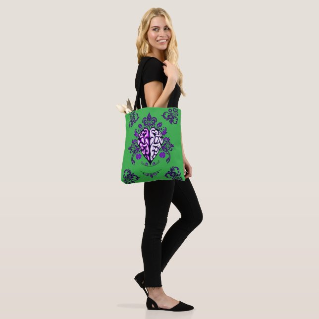 Mind Harmony – Ornamental Brain‑Heart Fusion Tote Bag (On Model)