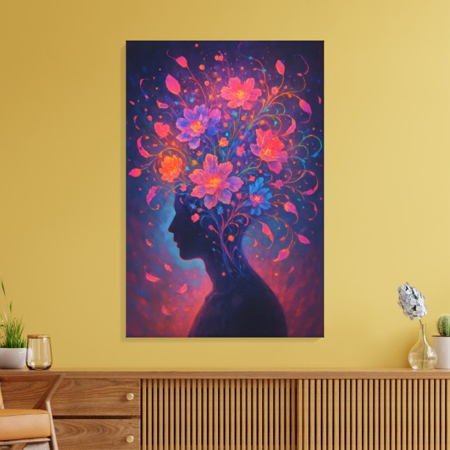 Mind in Bloom – Colorful Surreal Flower Art Canvas (Insitu(LivingRoom))