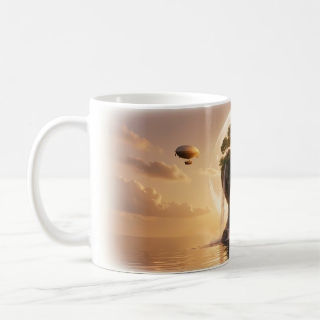Mind Island Waterfall Cozy House Airship Mug (Left)