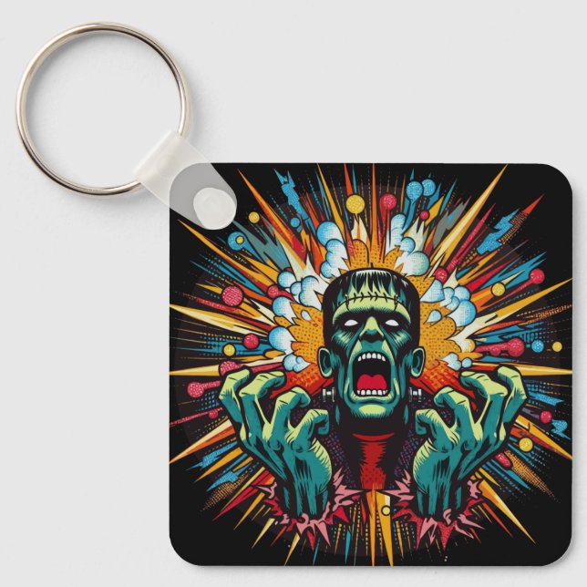"Mind Meltdown Frankenstein" Aluminum Keychain (Front)