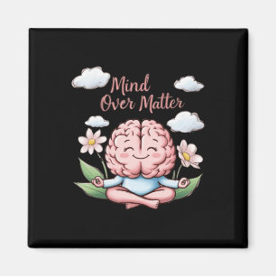 Mind Over Cartoon Brain Sticker  Magnet
