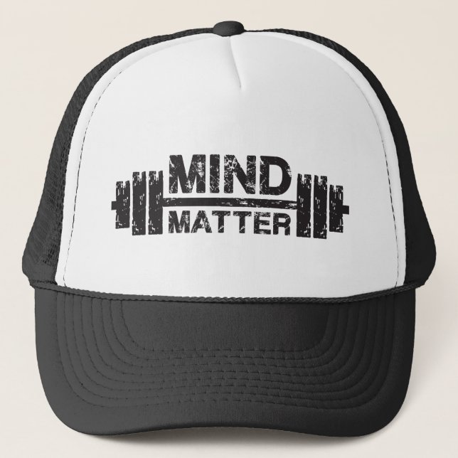Mind Over Matter - Gym Workout Motivational Trucker Hat (Front)