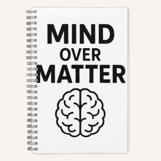 Mind Over Matter – T-shirt à Texte Noir et Design Notebook