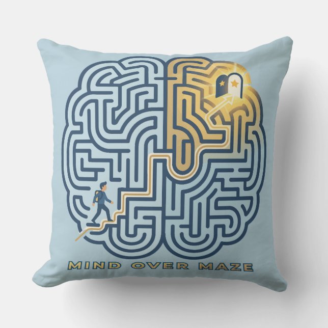 Mind Over Maze – Inspirational Brain Maze Outdoor Pillow (Front)