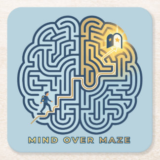 Mind Over Maze – Inspirational Brain Maze Square Paper Coaster