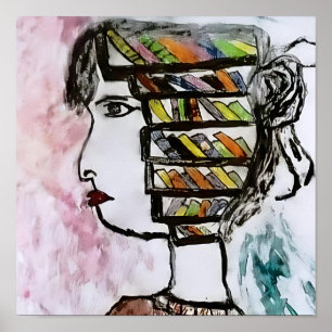Mind Reader Art Print - Bookshelf Face