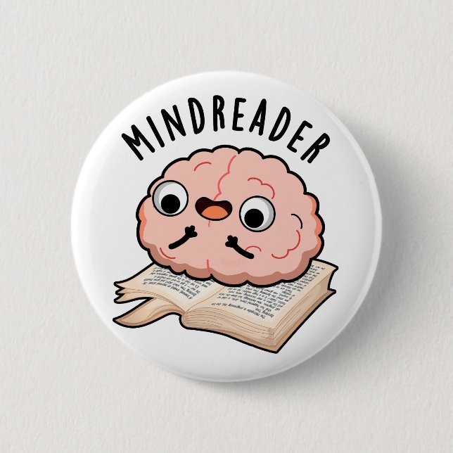 Mind Reader Funny Brain Pun  Button (Front)