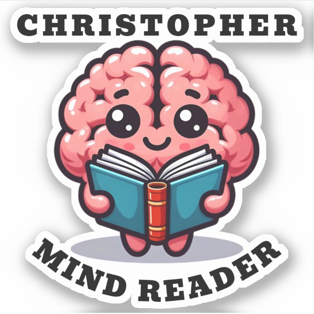 Mind Reader Funny Pun with Name Sticker (Front)