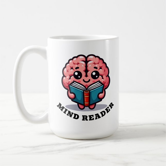 Mind Reader with Name Funny Pun Coffee Mug (Left)