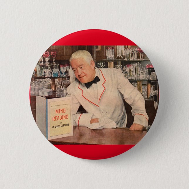 mind-reading at the bar pinback button (Front)